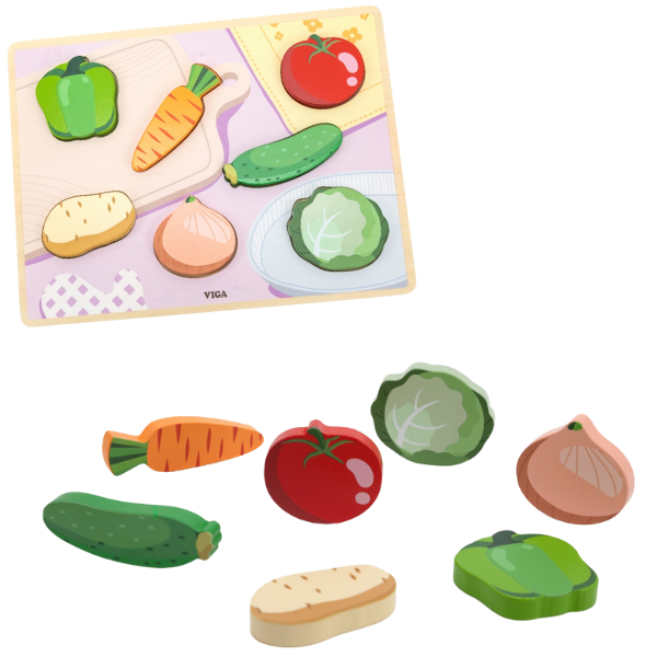Puzzle tactil – inserție “Legume”, 7 elem.
