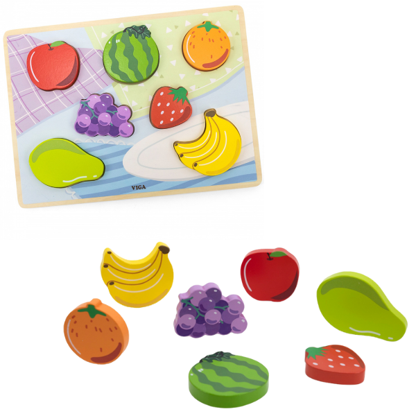 Puzzle tactil – inserție “Fructe”, 7 elem.