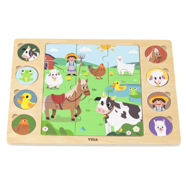 Puzzle din lemn “Animale de fermă” 17 elem.