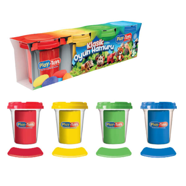 Set de plastilină în tub, clasic, 4 buc.