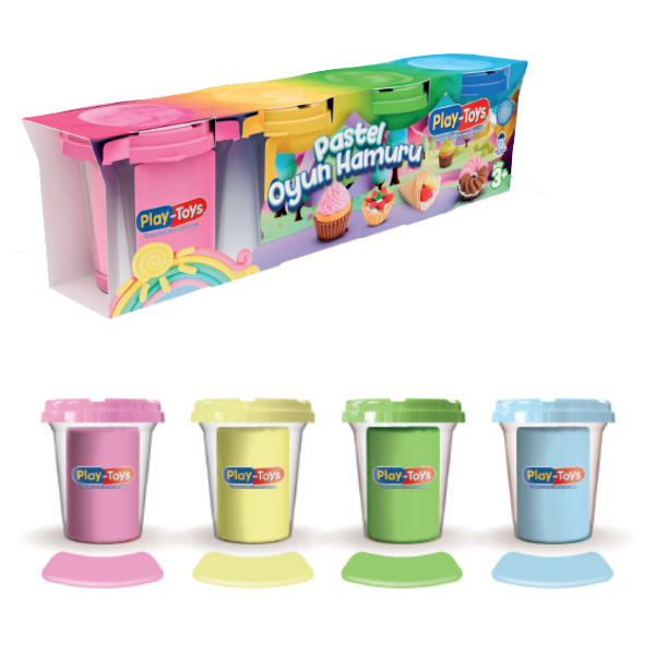 Set de plastilină în tub, pastel, 4 buc.