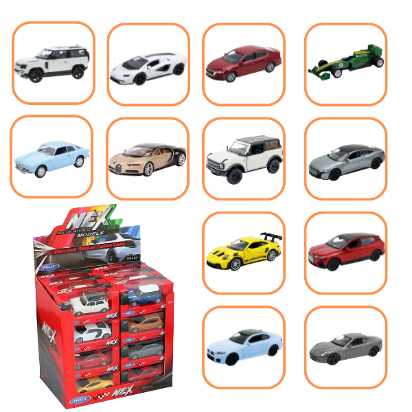 Mașini Metalice de Colecție 1:34 WELLY, 12 modele (24C)