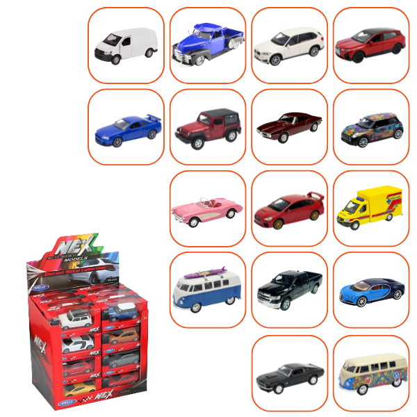 Mașini Metalice de Colecție 1:34 WELLY, 16 modele (24D)