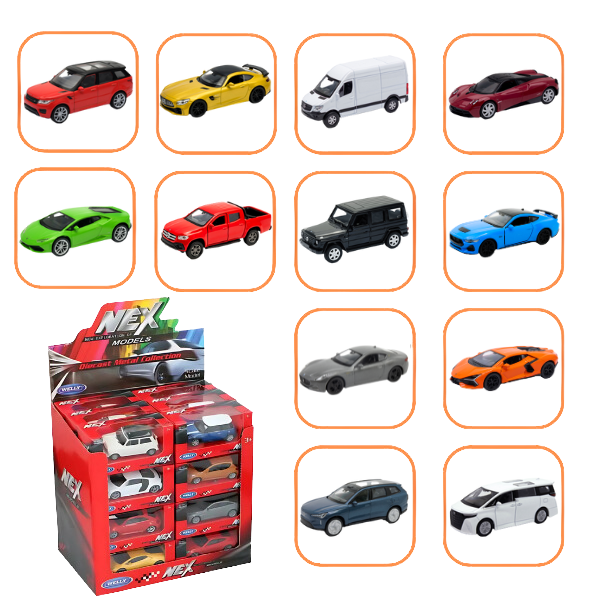 Mașini Metalice de Colecție 1:34 WELLY, 12 modele (24E)
