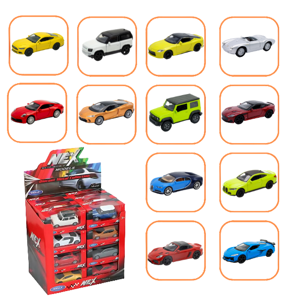 Mașini Metalice de Colecție 1:34-1:39 WELLY, 12 modele (25A)