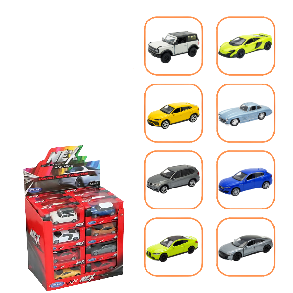 Mașini Metalice de Colecție 1:34-1:39 WELLY, 8 modele (25B)