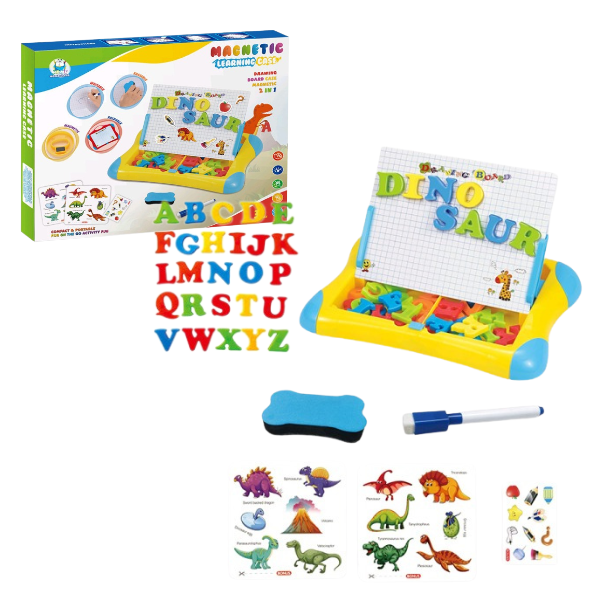 Tabla magnetica cu litere și carduri “Dinozauri”