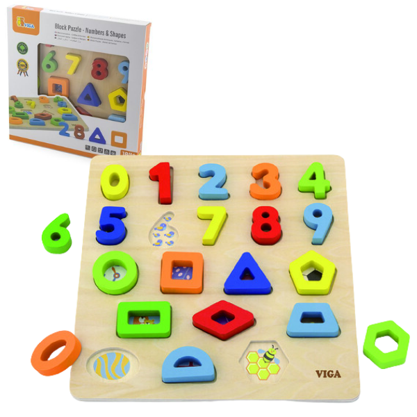 Bloc puzzle „Numere și forme geometrice”