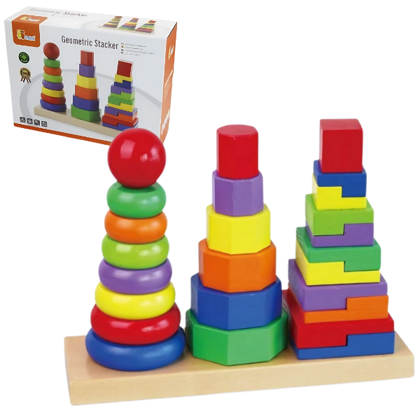 Set piramide din lemn “Forme geometrice”