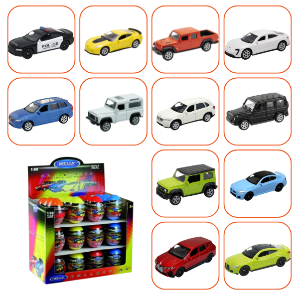 Mașini Metalice de Colecție 1:60 WELLY, 12 modele KINDER (24C)