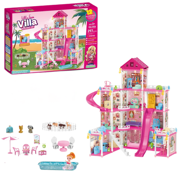 Căsuță pentru păpuși “Vila Mică” + accesorii, 297 elem.