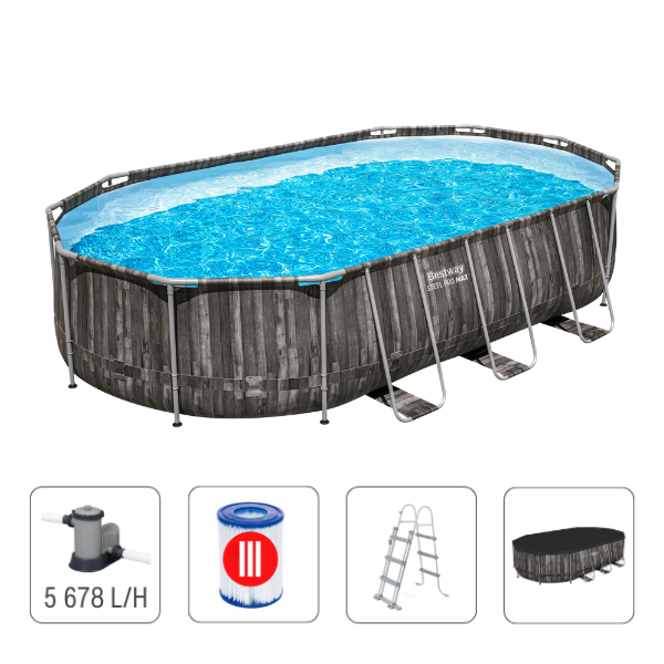 Bestway Piscină STEEL PRO MAX Oval 610х366х122 cm, 20241L, cadru metalic