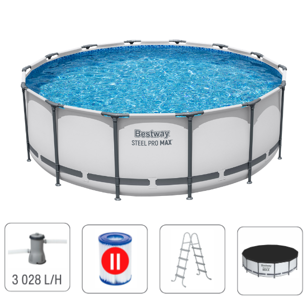 Bestway Piscină STEEL PRO MAX Round 427х122 cm, 15232 L, cadru metalic