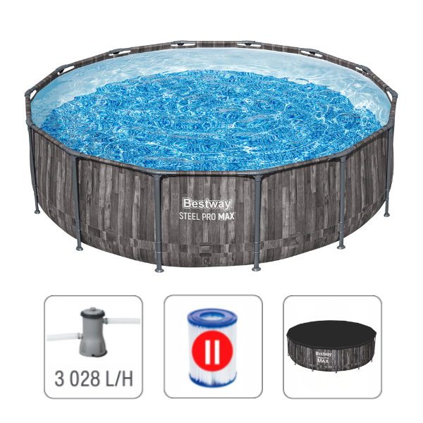 Bestway Piscina STEEL PRO MAX Round 427×107 cm, 13030L, cadru metalic