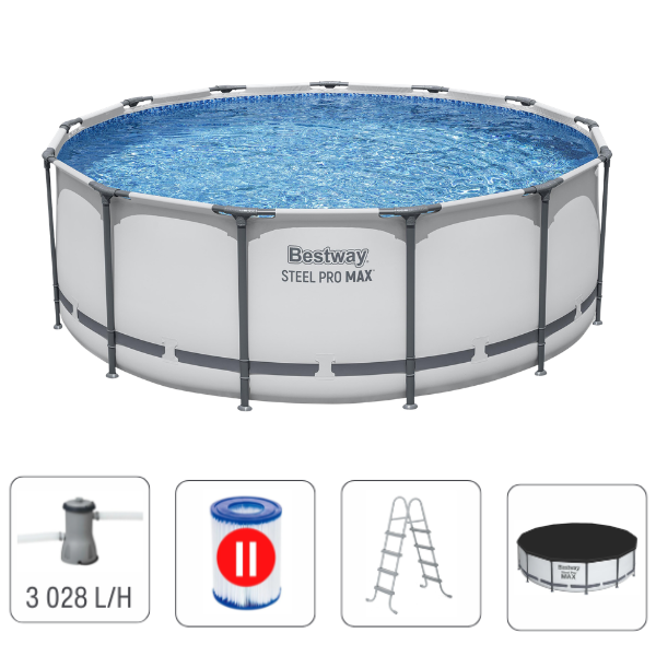 Bestway Piscină STEEL PRO MAX Round 396х122 cm, 12690 L, cadru metalic
