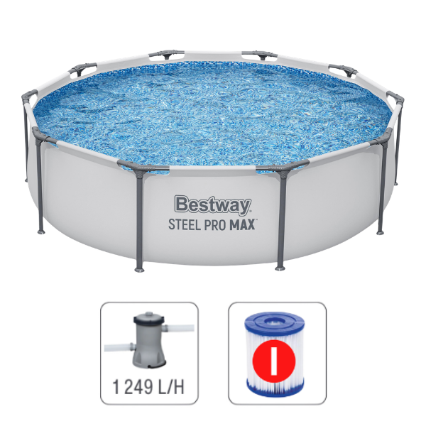 Bestway Piscina STEEL PRO MAX Round 305×76 cm, 4678L, cadru metal
