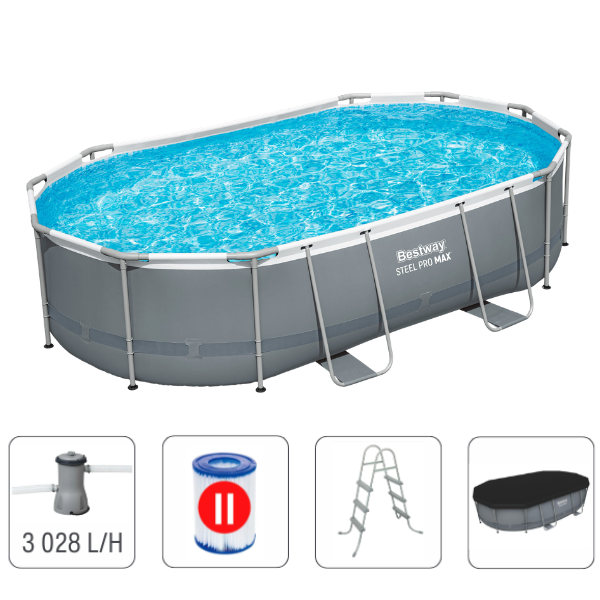 Bestway Piscină STEEL PRO MAX Oval 488x305x107 cm, 10949L, cadru metalic