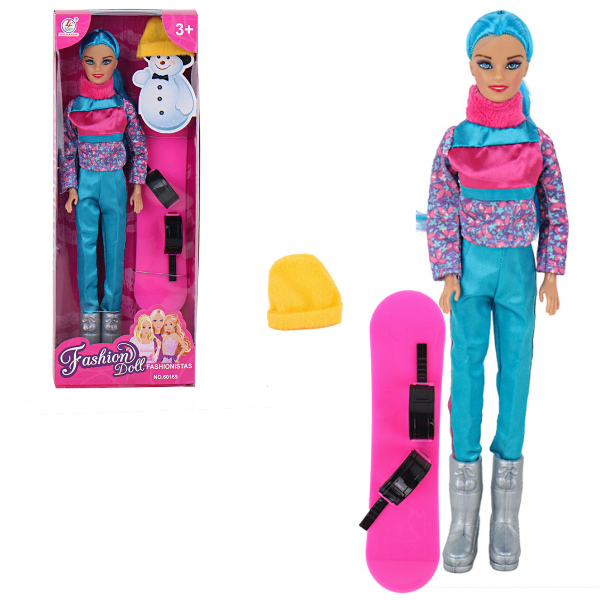 Păpușă în costum de ski, cu accesorii, 29 cm, 4 modele