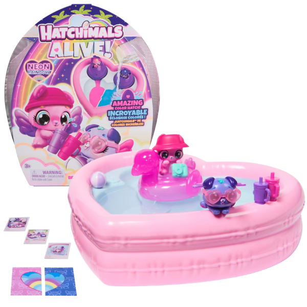 Set de joacă Hatchimals Alive „Curcubeu Neon: Petrecere la piscină”