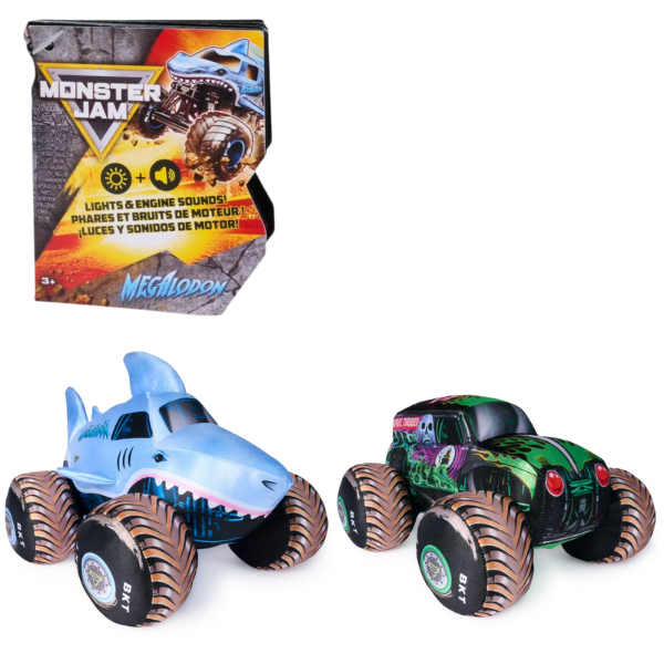 Monster truck „Megalodon și Grave Digger”, de pluș