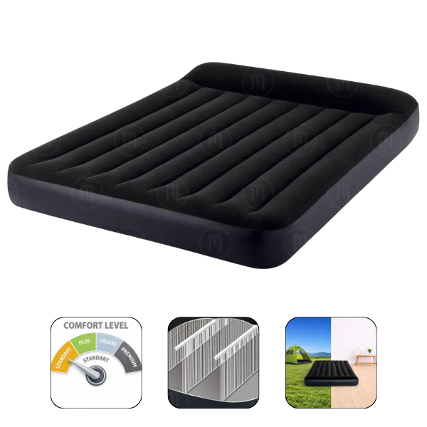 INTEX Saltea gonflabilă “Velur Classic” 137x191x25 cm cu tetieră, până la 272 kg