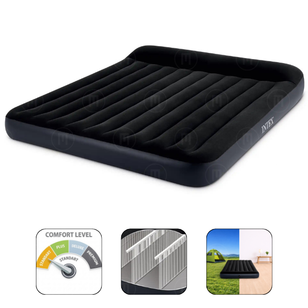INTEX Saltea gonflabilă “Velur Classic” 183x203x25 cm cu tetieră, până la 272 kg