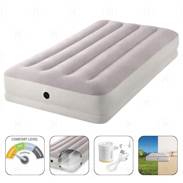 INTEX Saltea gonflabilă “Velur Prestige” 99x191x30 cm cu pompa USB portabilă 5V, până la 136 kg
