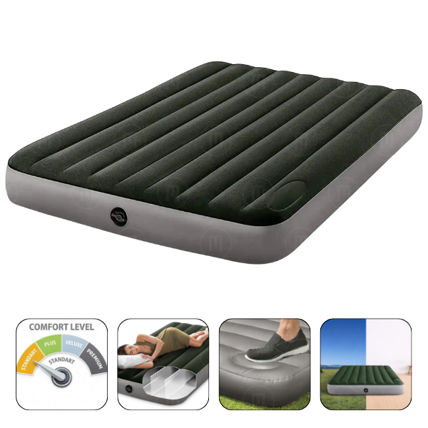 INTEX Saltea gonflabilă “Velur Downy” 152x203x25 cm cu pompă de picior integrată, până la 272 kg