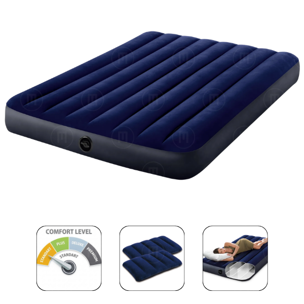 INTEX Saltea gonflabilă “Velur Classic” 152x203x25 cm cu perne și pompă, până la 272 kg