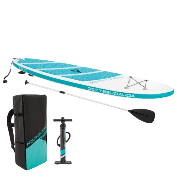 INTEX Placă pentru SUP surfing – SUP board “Aqua Quest 320” 320x81x15 cm, pompă, vâslă, geantă, până la 150 kg
