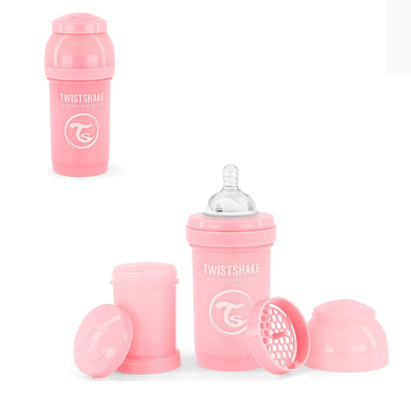 Biberon Anti-Colici, Roz Pastel, 260 ml, 0+ luni
