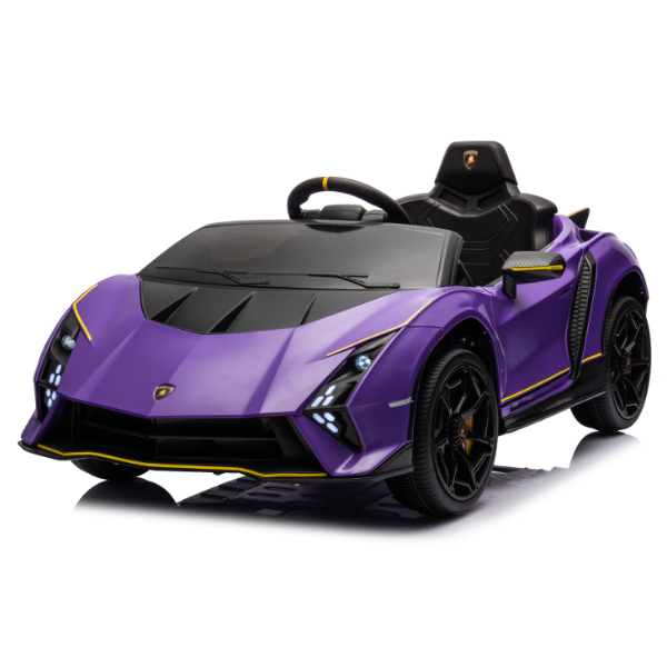 Mașinuță LAMBORGHINI AUTENTICA, Baterie 12V7AH, 4 motoare de 25W, roti EVA, scaune din piele