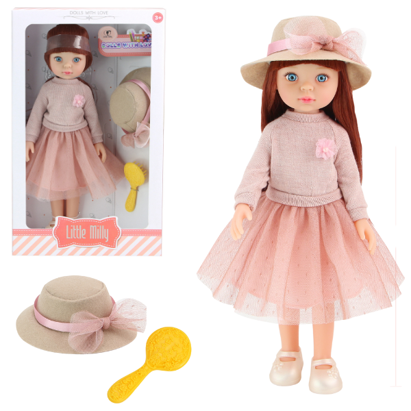 Păpușa “Mica Milly”, în rochie de toamnă, 33 cm