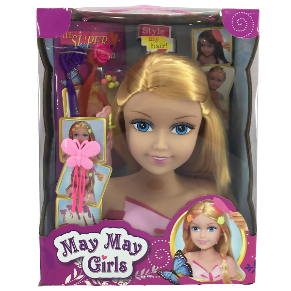Cap de coafură cu păr blond, cu accesorii
