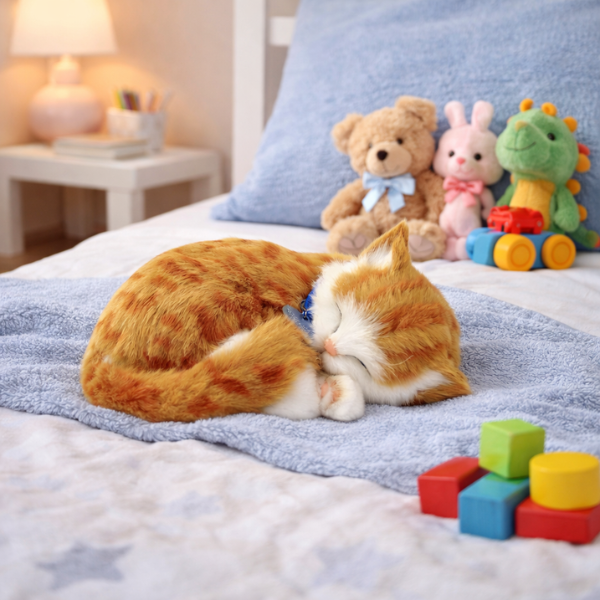 Pisicuța portocalie “Tabby” cu imitație de respirație