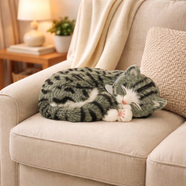 Pisicuță gri “Tabby” cu imitație de respirație