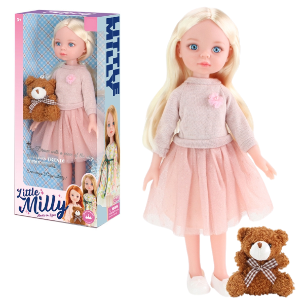Păpușa “Mica Milly”, cu ursuleț, 35 cm