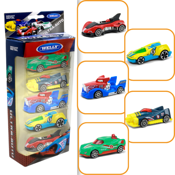 Set de 5 Mașini Metalice de Colecție 1:60 WELLY, ULTRA AUTO
