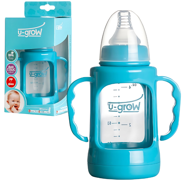 Biberon cu protectie, sticla, 120 ml