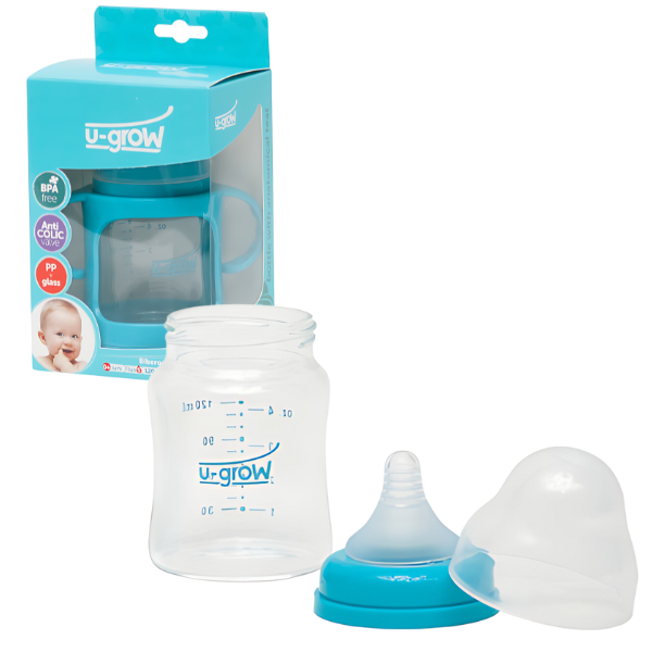 Biberon cu protectie, sticla, 120 ml