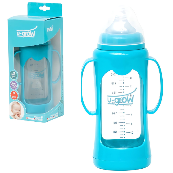 Biberon cu protectie, sticla, 280 ml