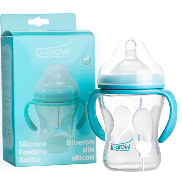Biberon cu senzor de temperatura si gat larg din sticla, 230 ml