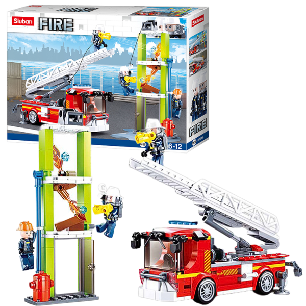 Set de construcție ”Mașină de pompieri cu scară”, 343 elem.