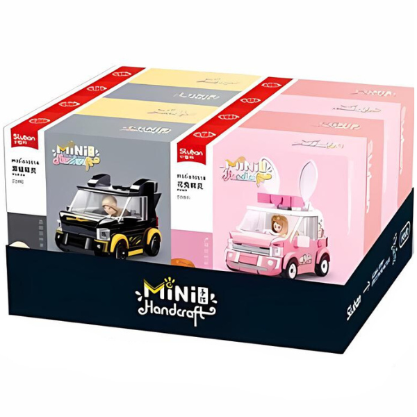 Set de construcție ”Mașina cu figurină”, cu inerție, 4 modele, de la 137 pînă la 146 elem.