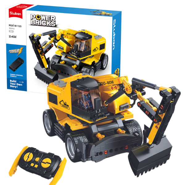 Set de construcție „Excavator pe roți E7”, cu telecomandă, 353 elem.