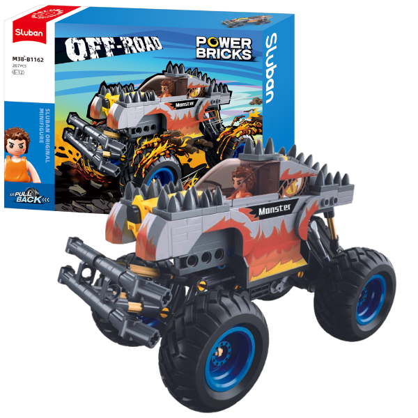 Set de construcție „Monster Truck – Foc argintiu”, cu inerție, 267 elem.