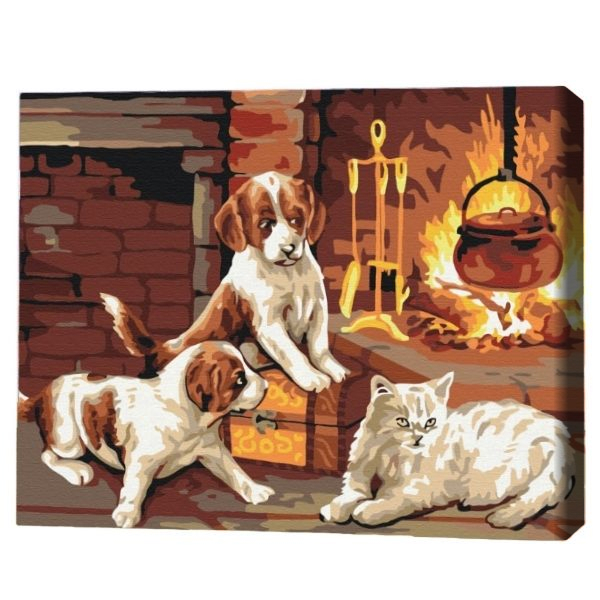 Pictură pe numere 40х50 cm (fără cutie) – Preferații lângă șemineu.