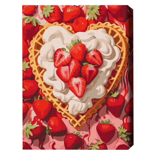 Pictură pe numere 40×50 cm (fără cutie)  –  Căpșuni și cremă