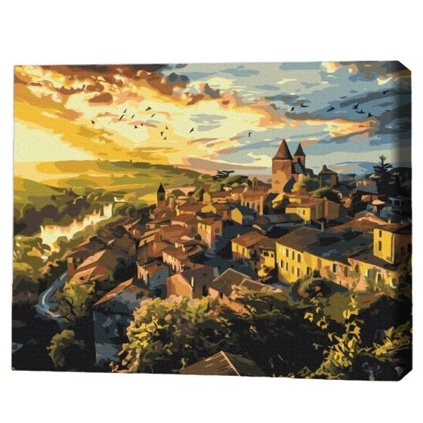 Pictură pe numere 40*50 cm (în cutie) –Păsări deasupra turnurilor.