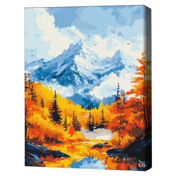 Pictură pe numere 40*50 cm (în cutie) – Toamna aurie în munți.